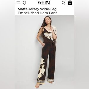 NWT White House Black Market Wide-Leg Embellished Hem Pant & Tank Top Set Small